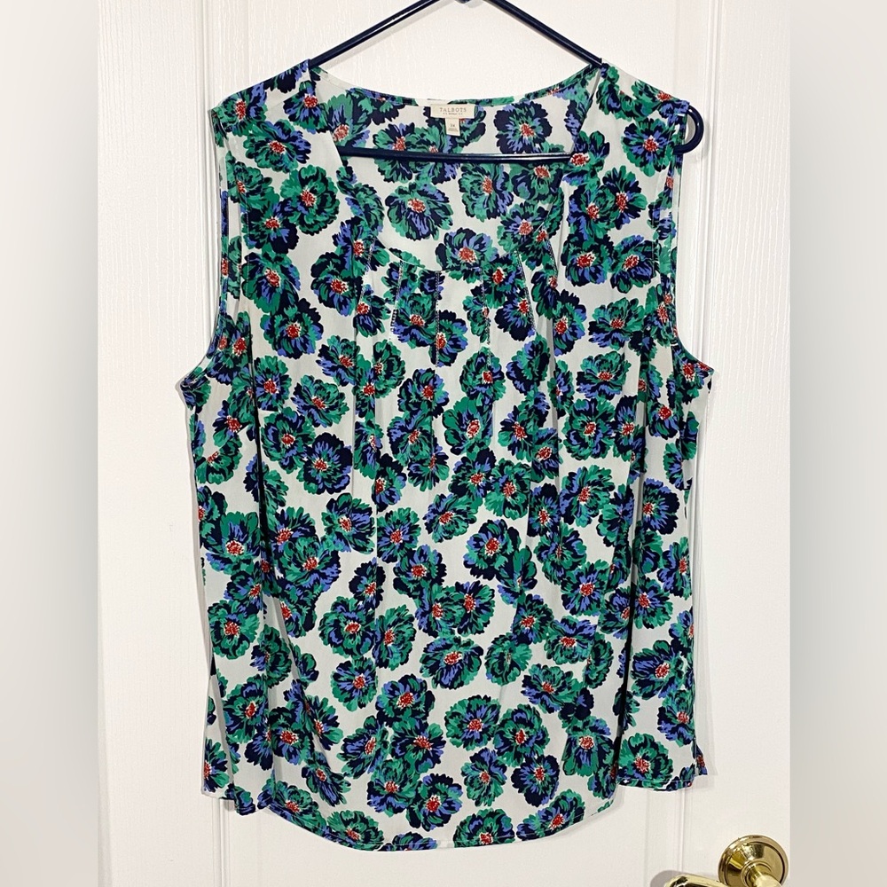 Talbots Eyelet Embroidered Floral Sleeveless Blouse Size 2X